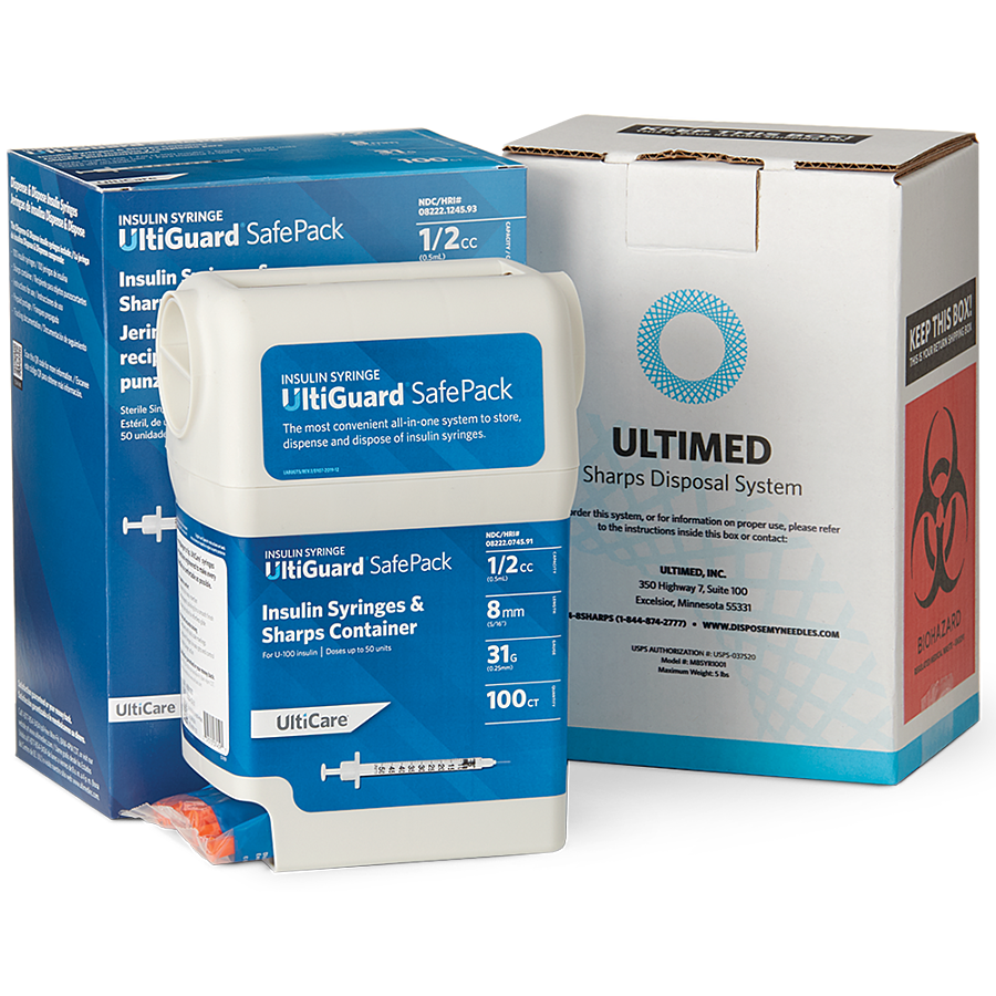  UltiCare Insulin Syringes 1/2 mL - 31G x 8mm 100 Count Box :  Health & Household