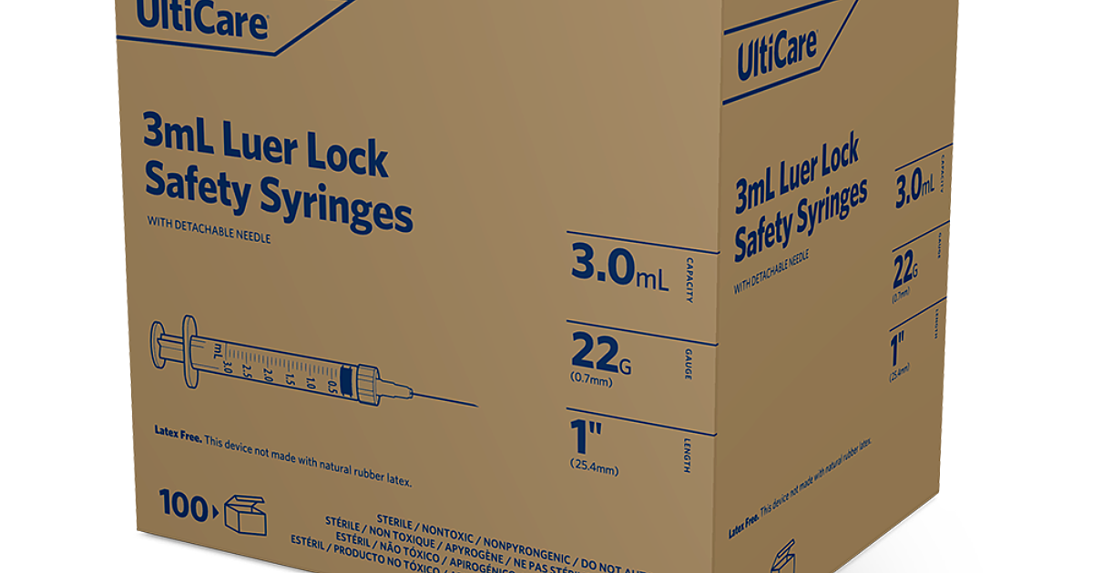 UltiCare Safety Syringes 3 mL 25.4mm (1) x 22G